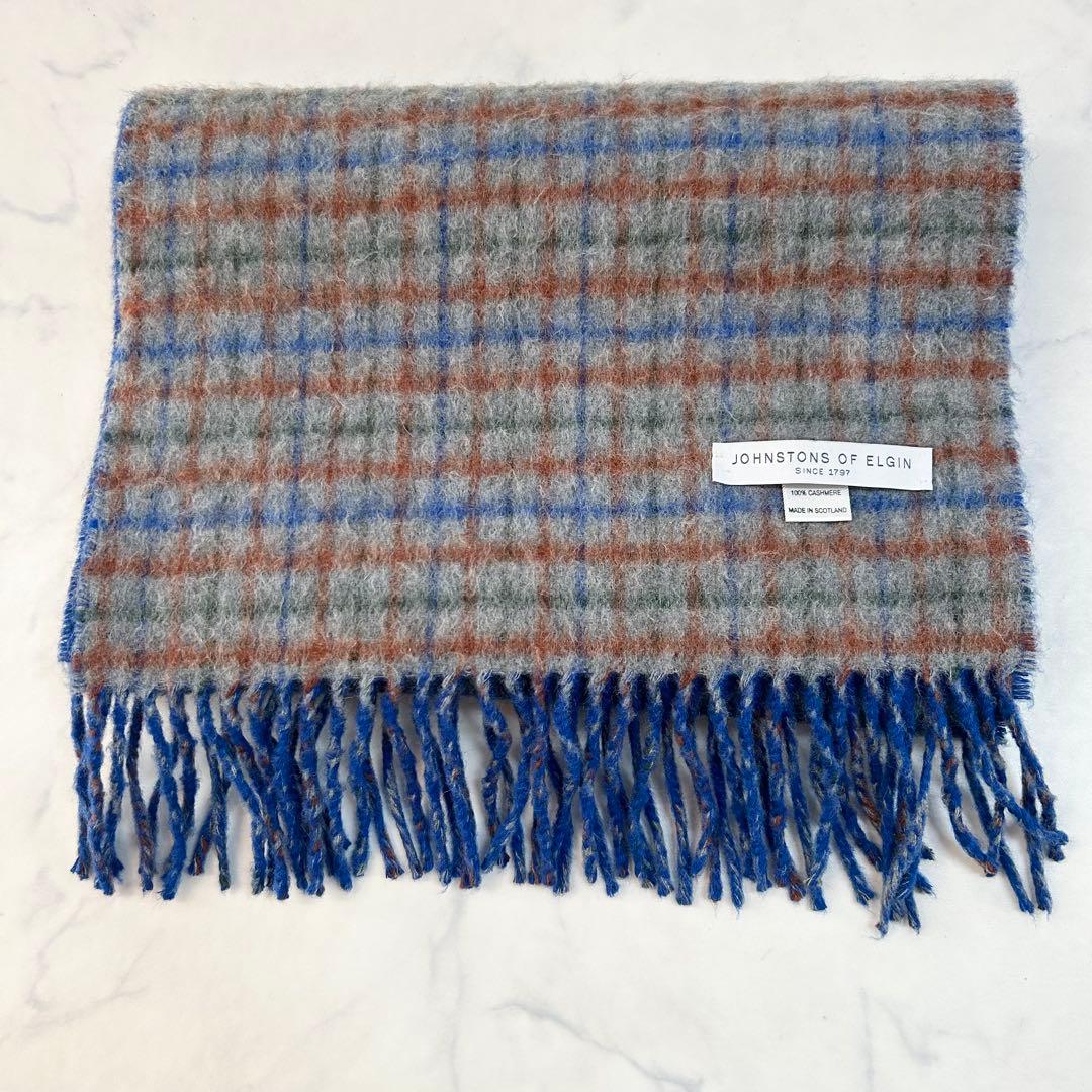 【Drawer別注】JOHNSTONS OF ELGINカシミヤチェックマフラー