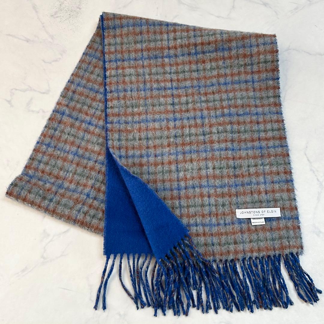 【Drawer別注】JOHNSTONS OF ELGINカシミヤチェックマフラー