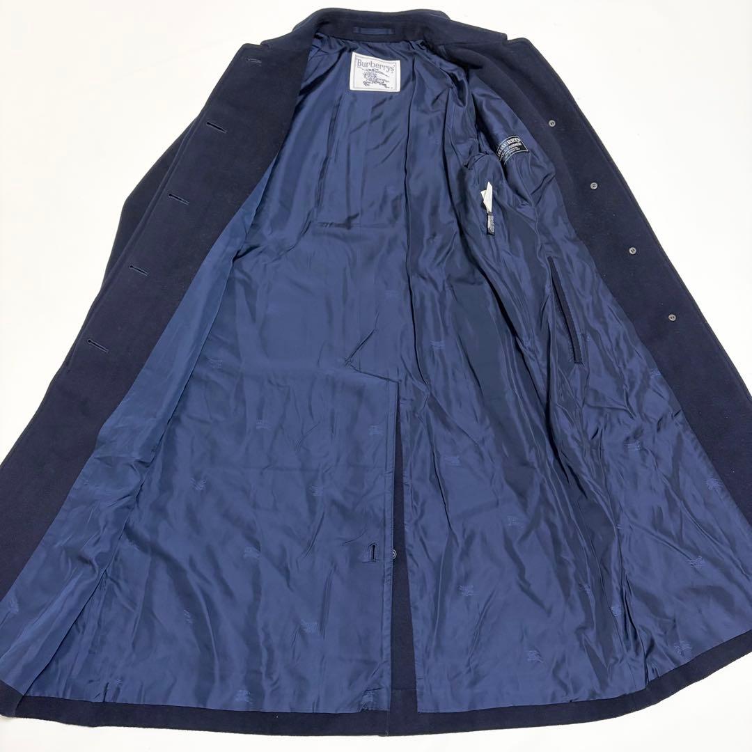美品✨バーバリーズ ロングコート カシミヤ混 ネイビー ベルト付
