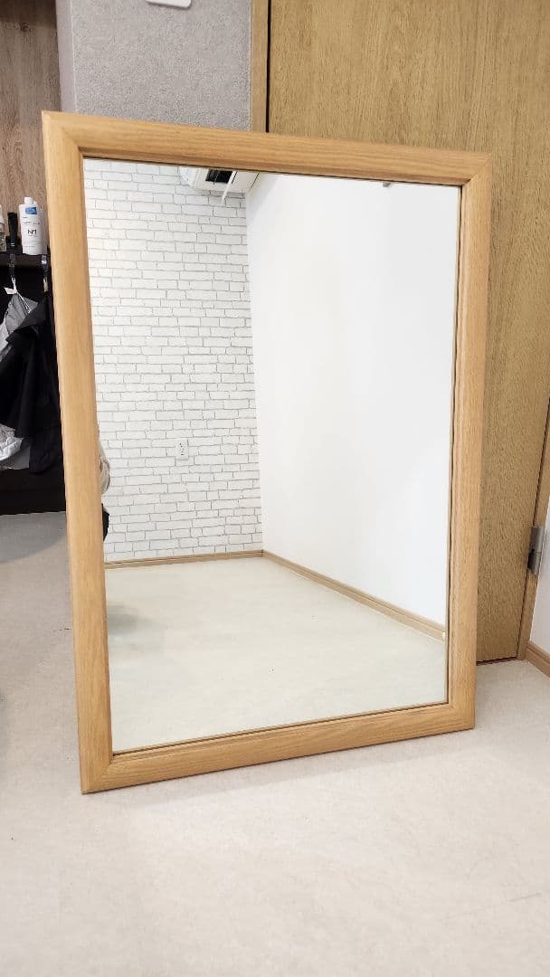 美容室木製ナチュラルウッド壁掛け鏡