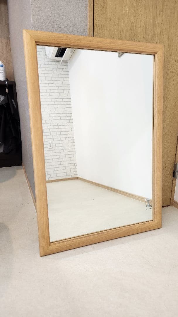 美容室木製ナチュラルウッド壁掛け鏡