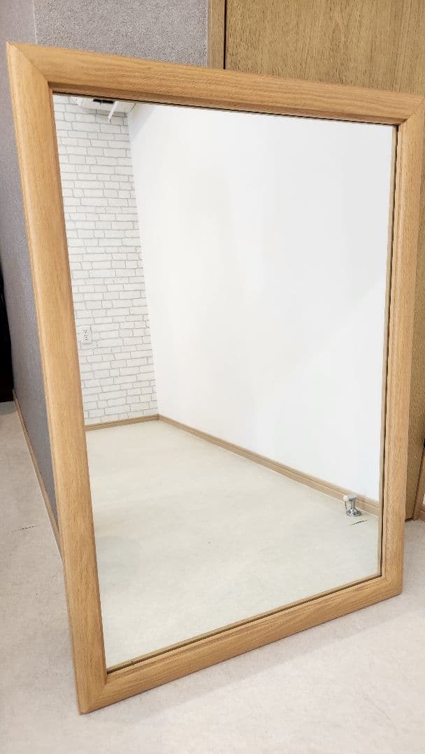 美容室木製ナチュラルウッド壁掛け鏡