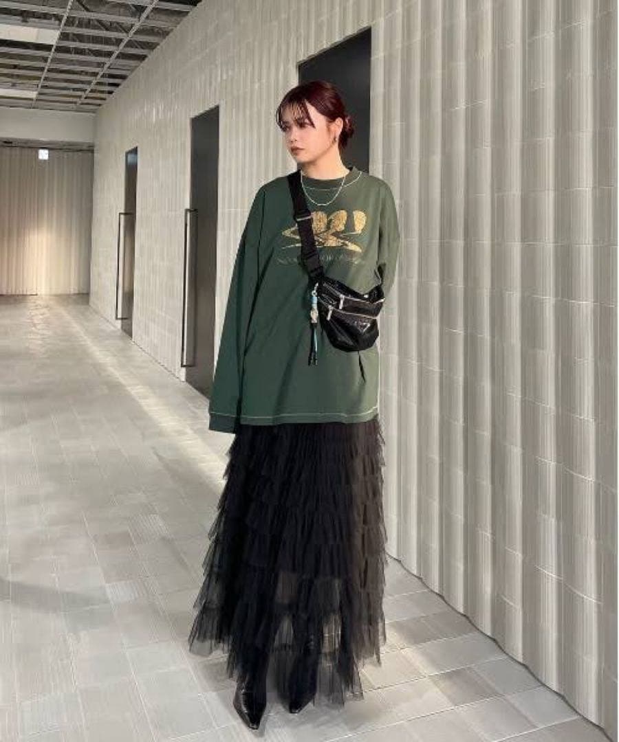 【極美品】 AMERI AM LOGO OVER LONG TEE