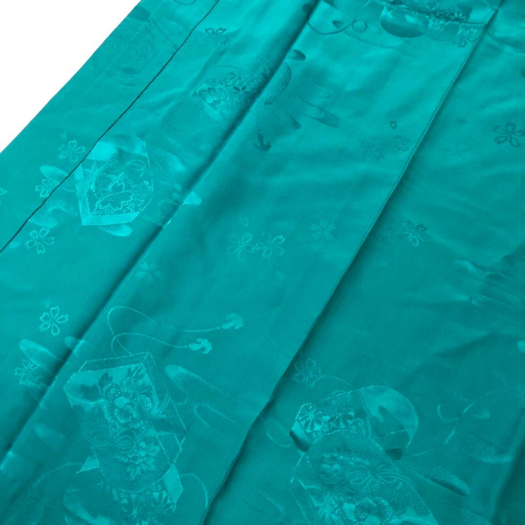 MK-1602 長襦袢 振袖 文箱柄 ターコイズブルー 半衿付