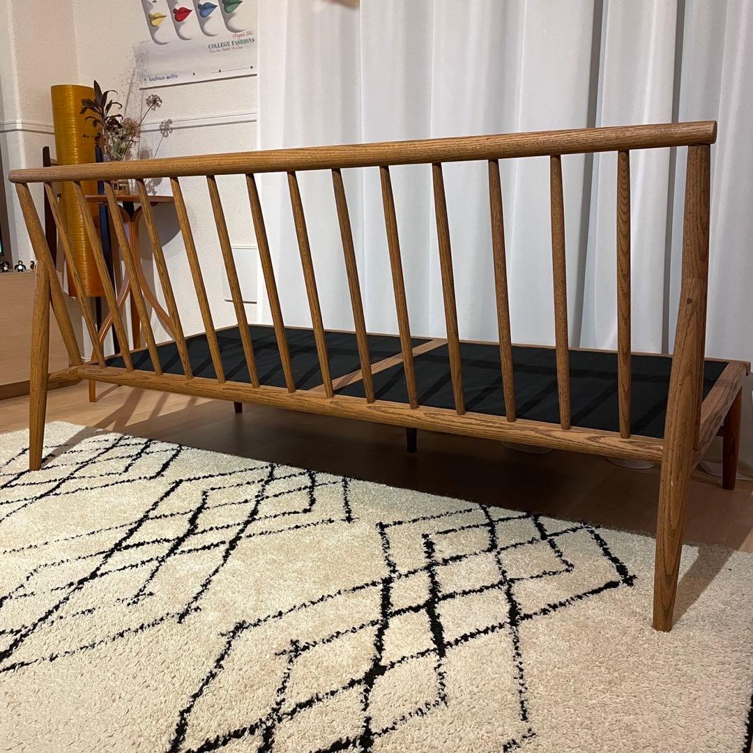 美品！モモナチュラル クラウド ソファ 2シーター コーデュロイ カーキ系