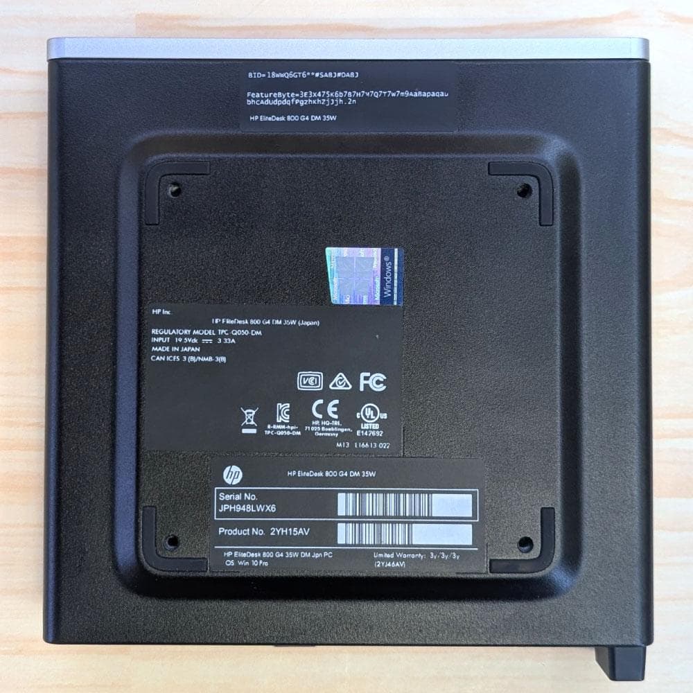 ミニPC HP EliteDesk800G4 i5 8th 250GB 8GB WiFi