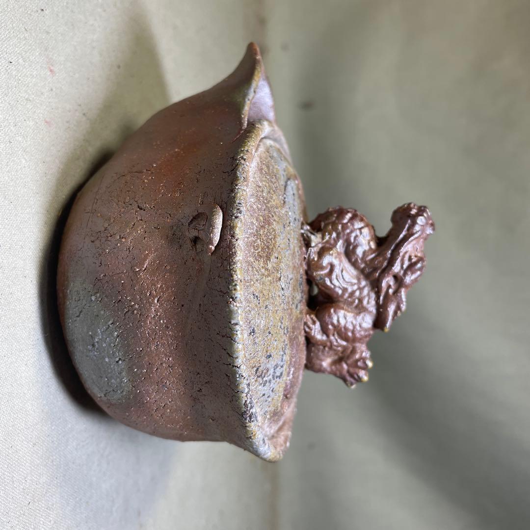 ト*ン様 備前焼　備前手造り龍宝瓶　獅子宝瓶 在銘 ２点セット 煎茶器 急須 煎