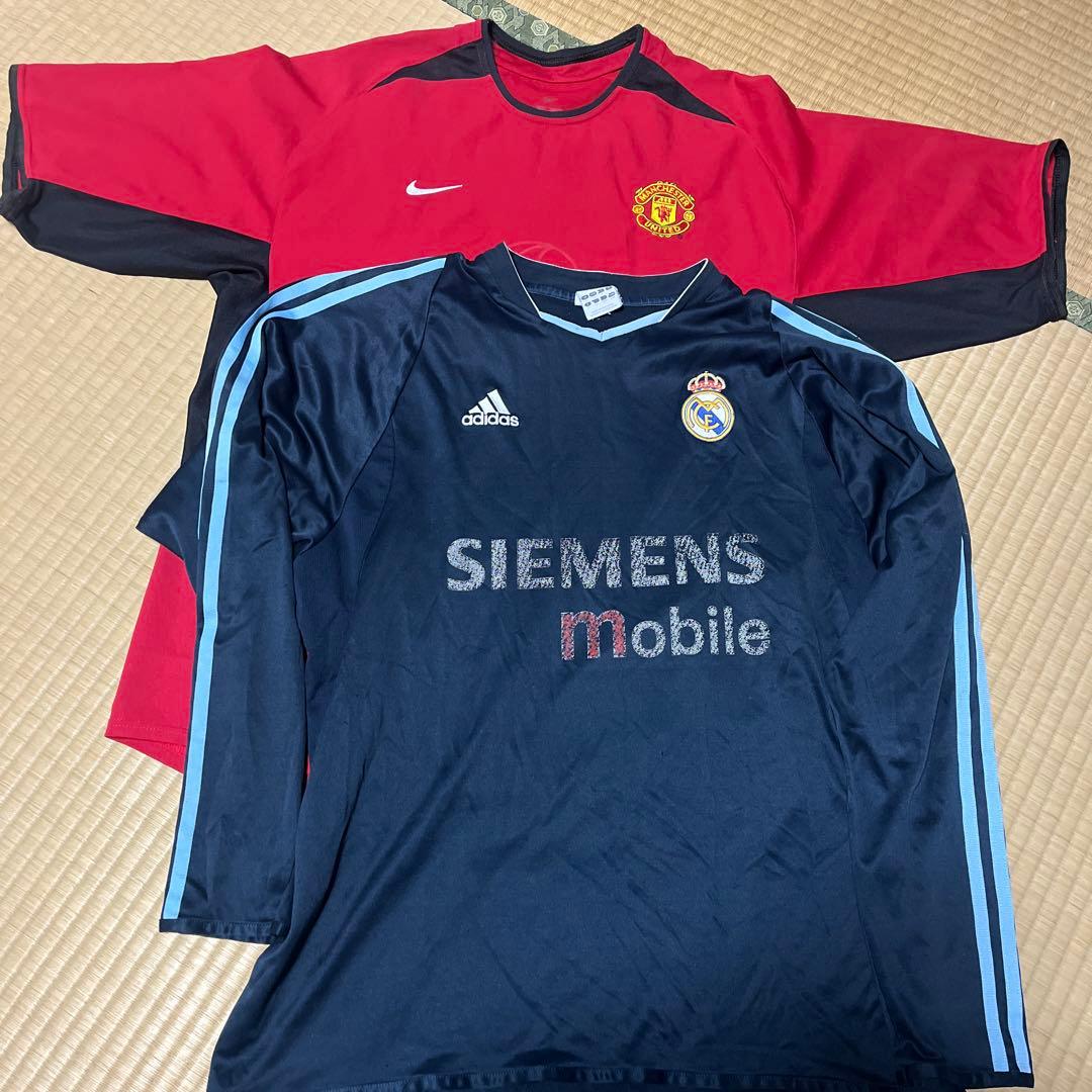 サッカーウェア二枚まとめ売りマンチェスターU Lサイズ　レアル・マドリード2XO