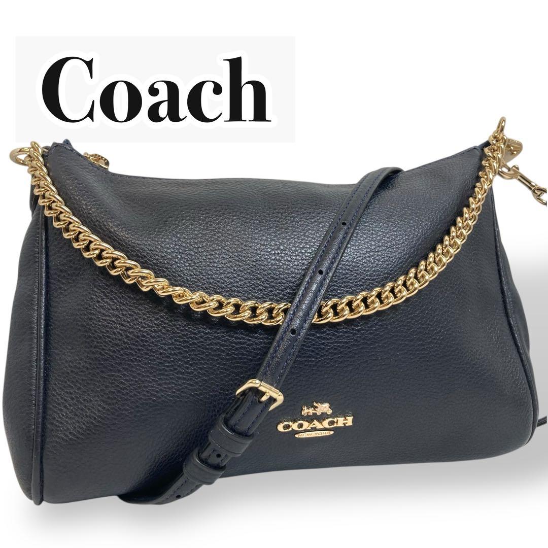 【美品】COACH コーチ　ショルダーバッグ　ブラック　レザー　2way式　ミニ