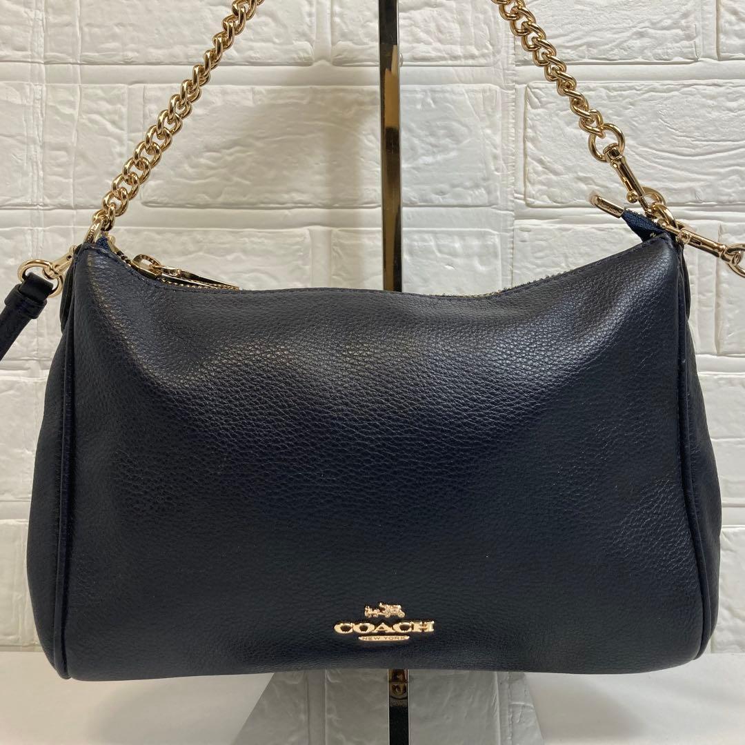 【美品】COACH コーチ　ショルダーバッグ　ブラック　レザー　2way式　ミニ