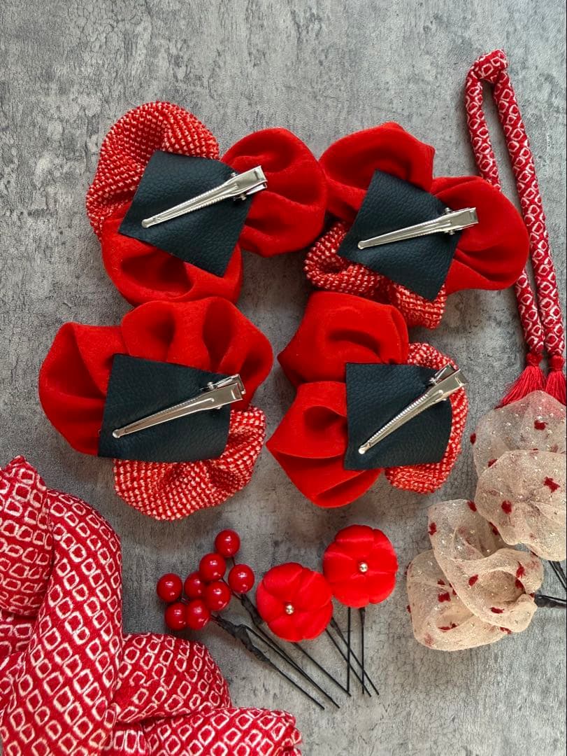 た*あ様 七五三飾り ヘッドドレス かのこ 日本髪 着物リメイク 髪飾り K02