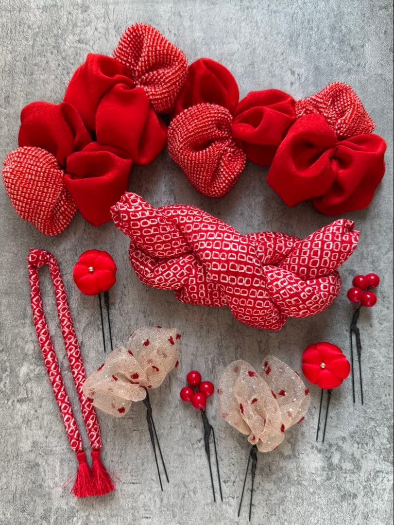 た*あ様 七五三飾り ヘッドドレス かのこ 日本髪 着物リメイク 髪飾り K02