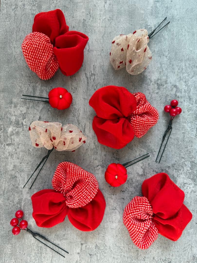 た*あ様 七五三飾り ヘッドドレス かのこ 日本髪 着物リメイク 髪飾り K02