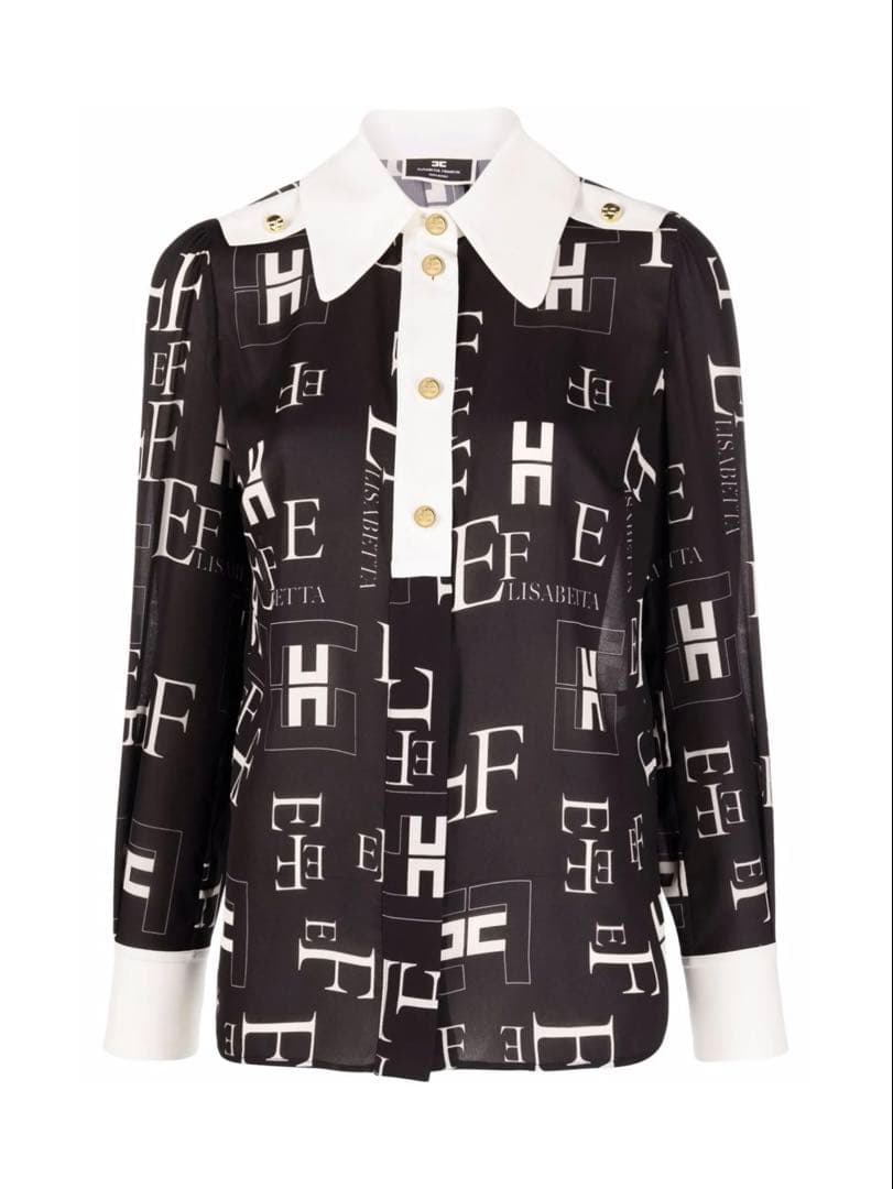 Elisabetta Franchi モノグラム ロングスリーブ ブラウス
