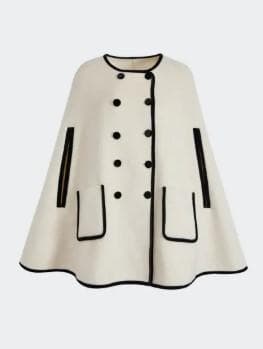 【みるく】♥KUOSE♥　バイカラー ボタン付きケープコート