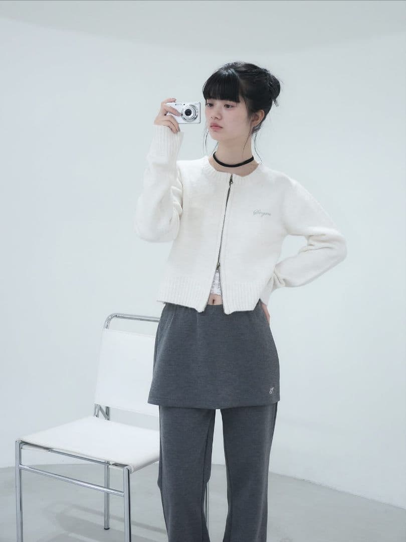 新品 smyeon レイヤードフレアパンツ グレー