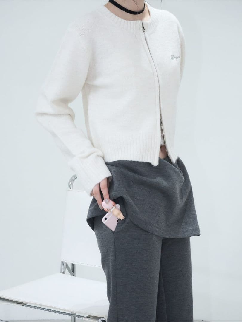 新品 smyeon レイヤードフレアパンツ グレー