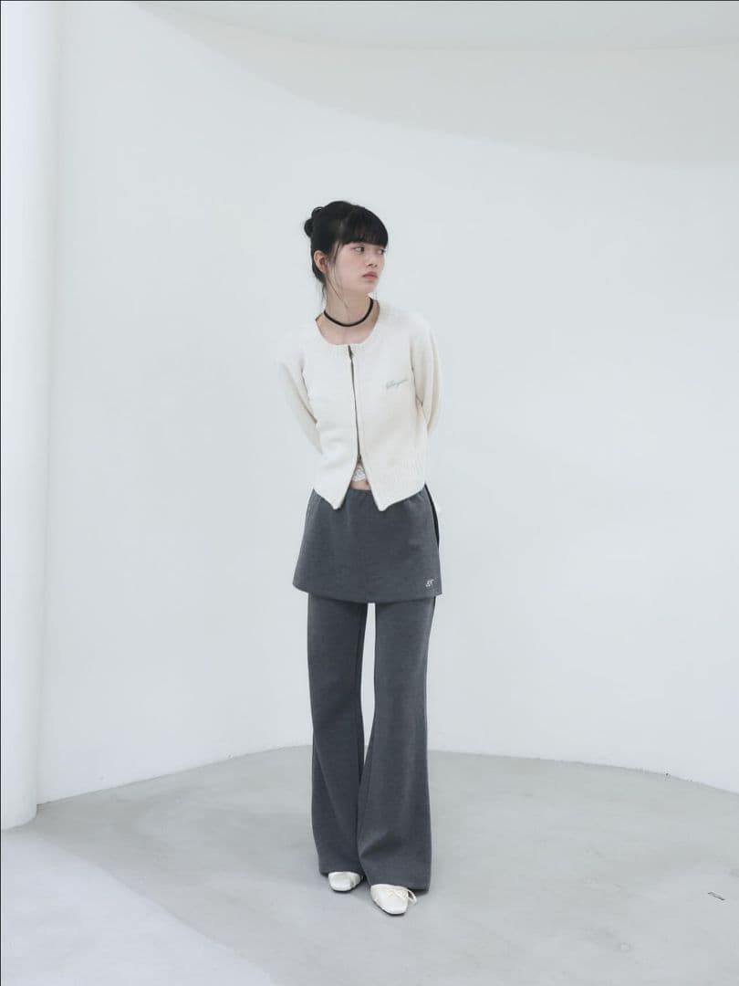 新品 smyeon レイヤードフレアパンツ グレー
