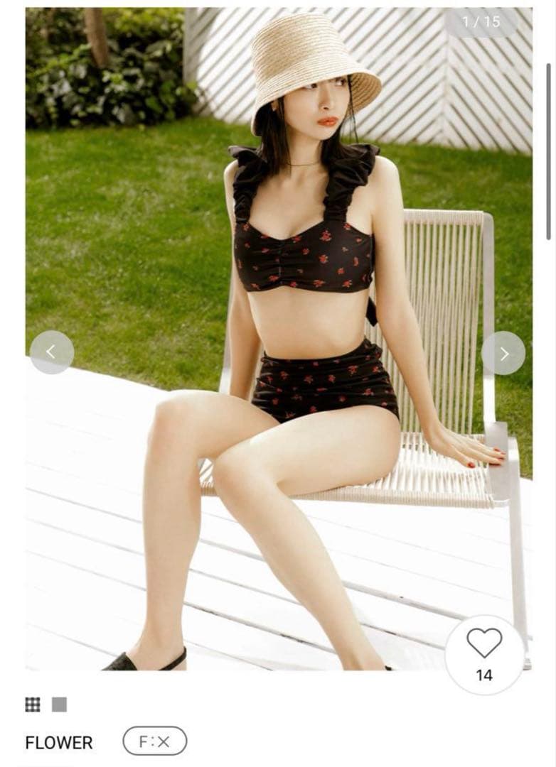 【値下げ】Lily Brown 水着　ギャザーショルダースウィムウェア