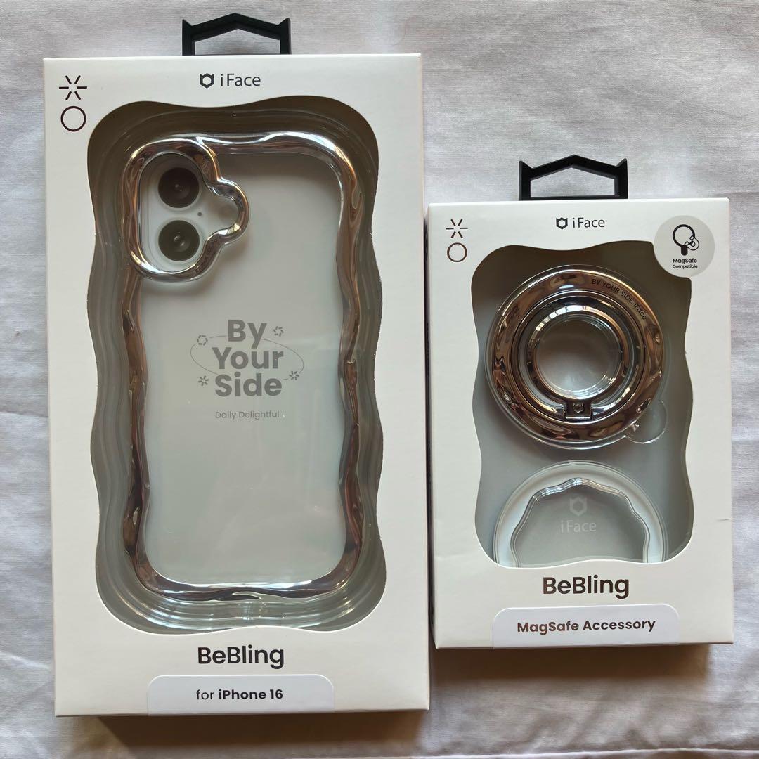 シルバーiPhone16・リングセットiface BeBling