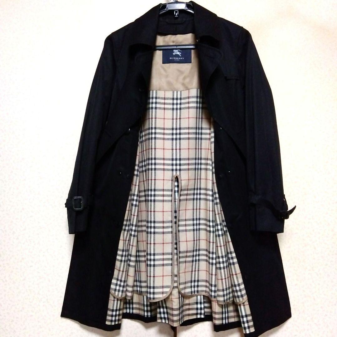 バーバリーロンドン トレンチコート 黒 M ノバチェック ライナー付