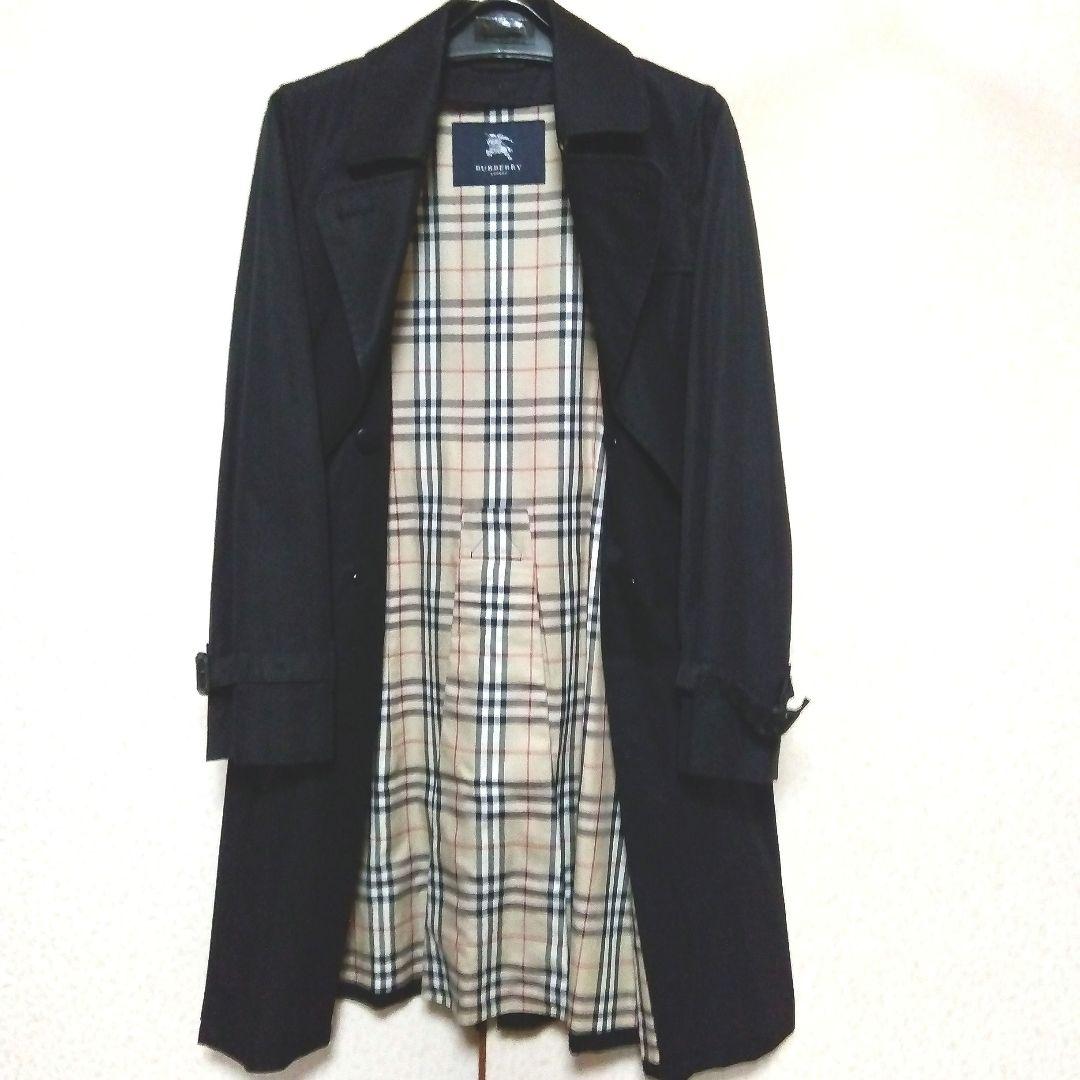 バーバリーロンドン トレンチコート 黒 M ノバチェック ライナー付