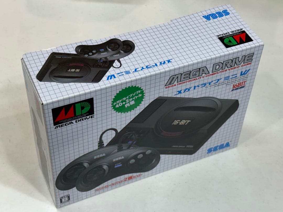 【完品/ケーブル未使用】メガドライブミニW（コントロールパッド2個付）