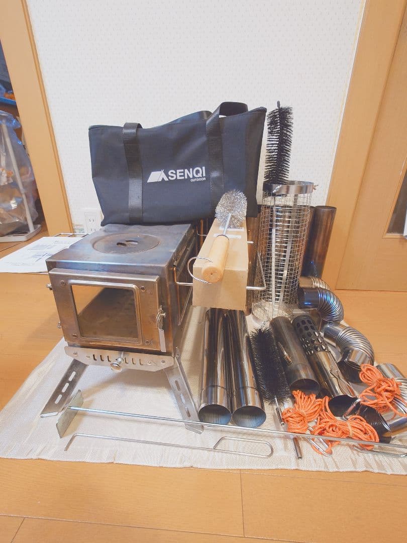 SENQI 薪ストーブセット(追加煙突各種、煙突プロテクター、ワイヤーブラシ等）