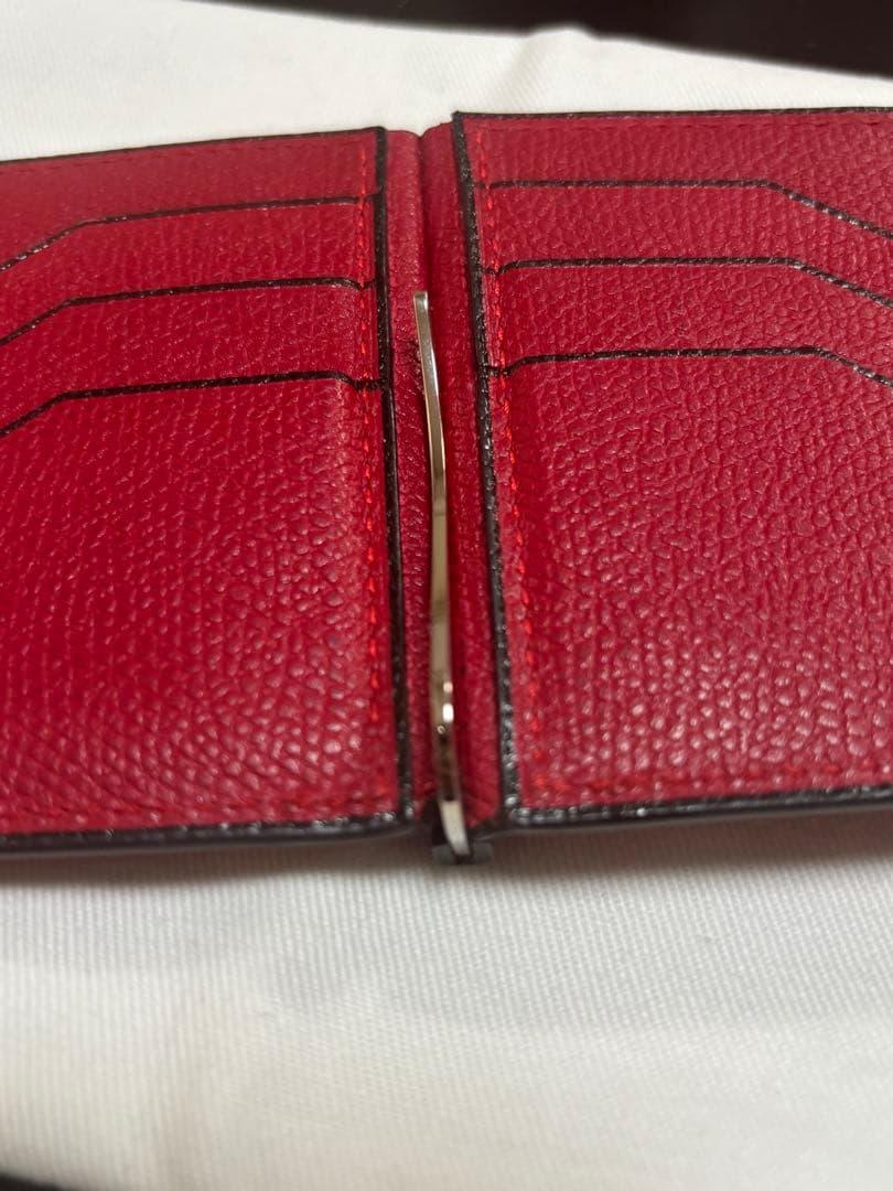 Valextra レザー マネークリップ レッド