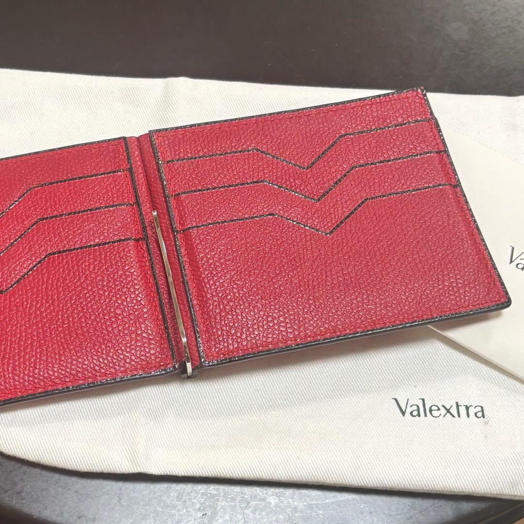 Valextra レザー マネークリップ レッド