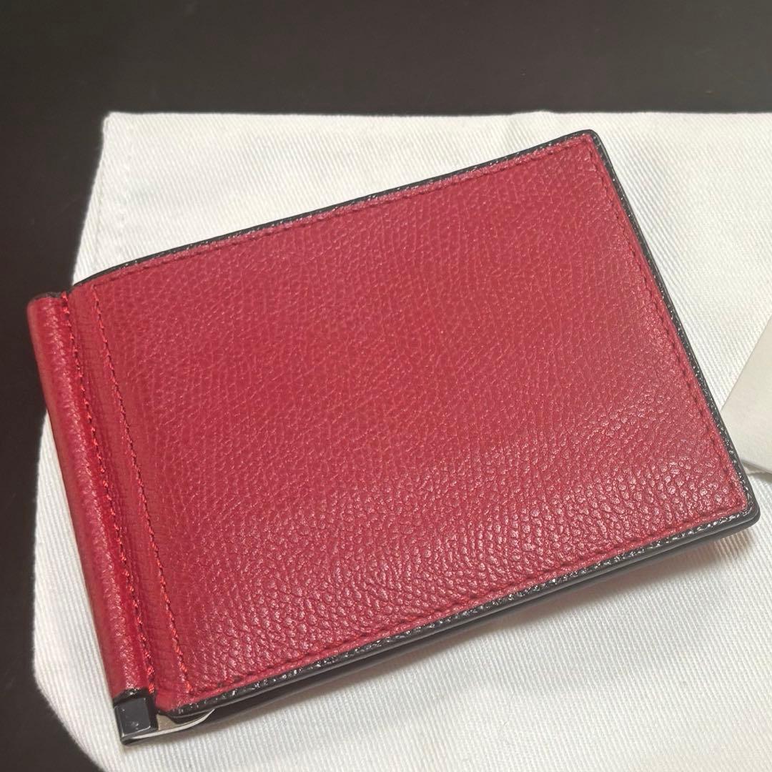 Valextra レザー マネークリップ レッド