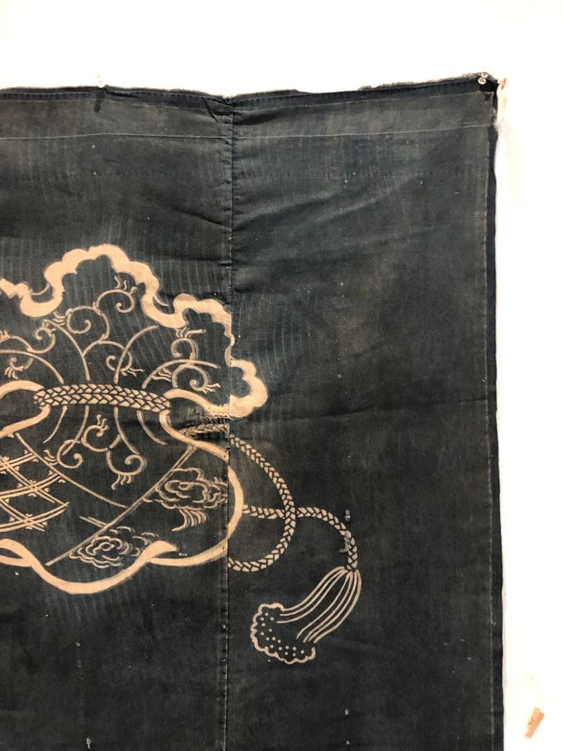 藍染三巾加賀のれん時代物木綿古布　ソ-126