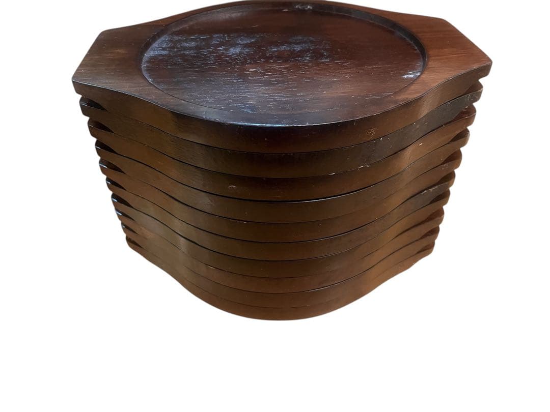 鉄板22cmステーキ皿　丸型(IH対応)鉄 ー丸皿+木製プレート20枚セット