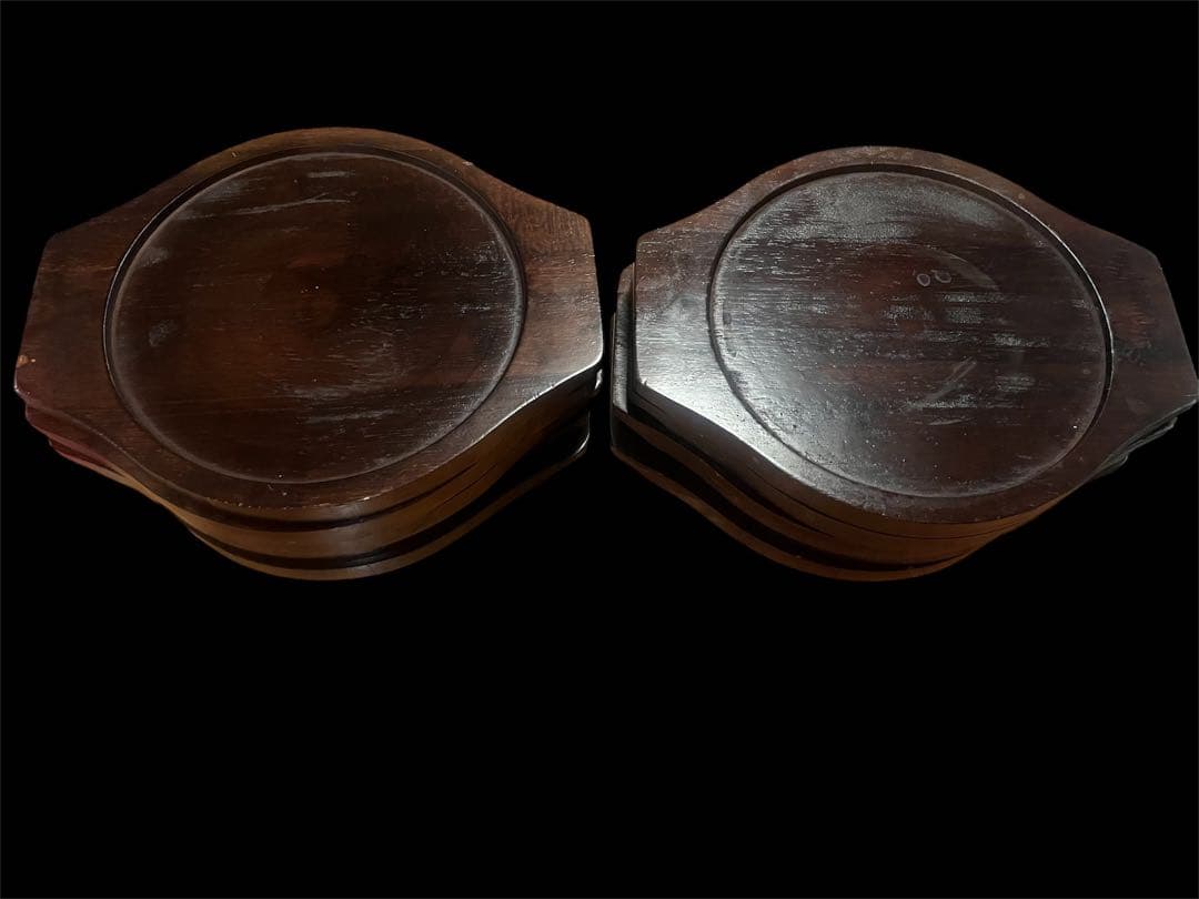 鉄板22cmステーキ皿　丸型(IH対応)鉄 ー丸皿+木製プレート20枚セット