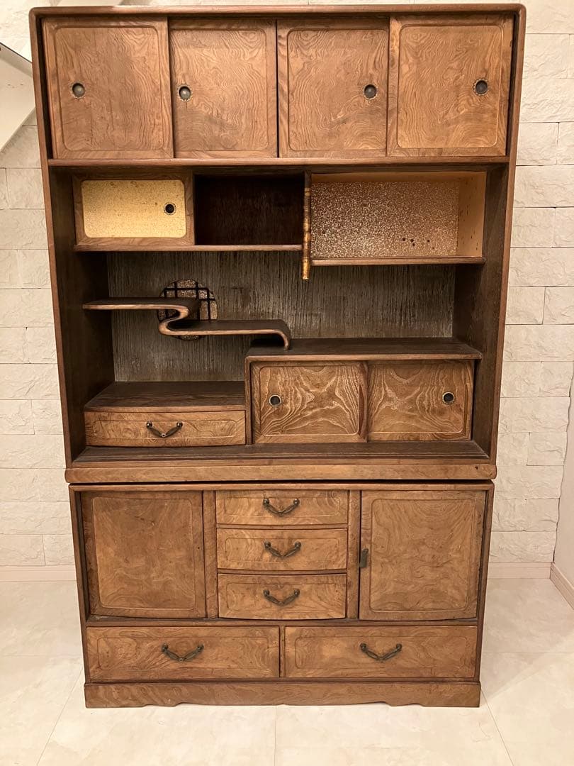 レトロ木製収納家具 引き出し付き