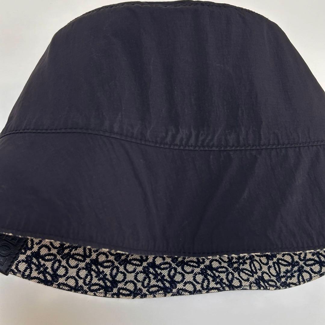 美品 LOEWE ロエベ リバーシブル ナイロン アナグラム バケハ 帽子 60