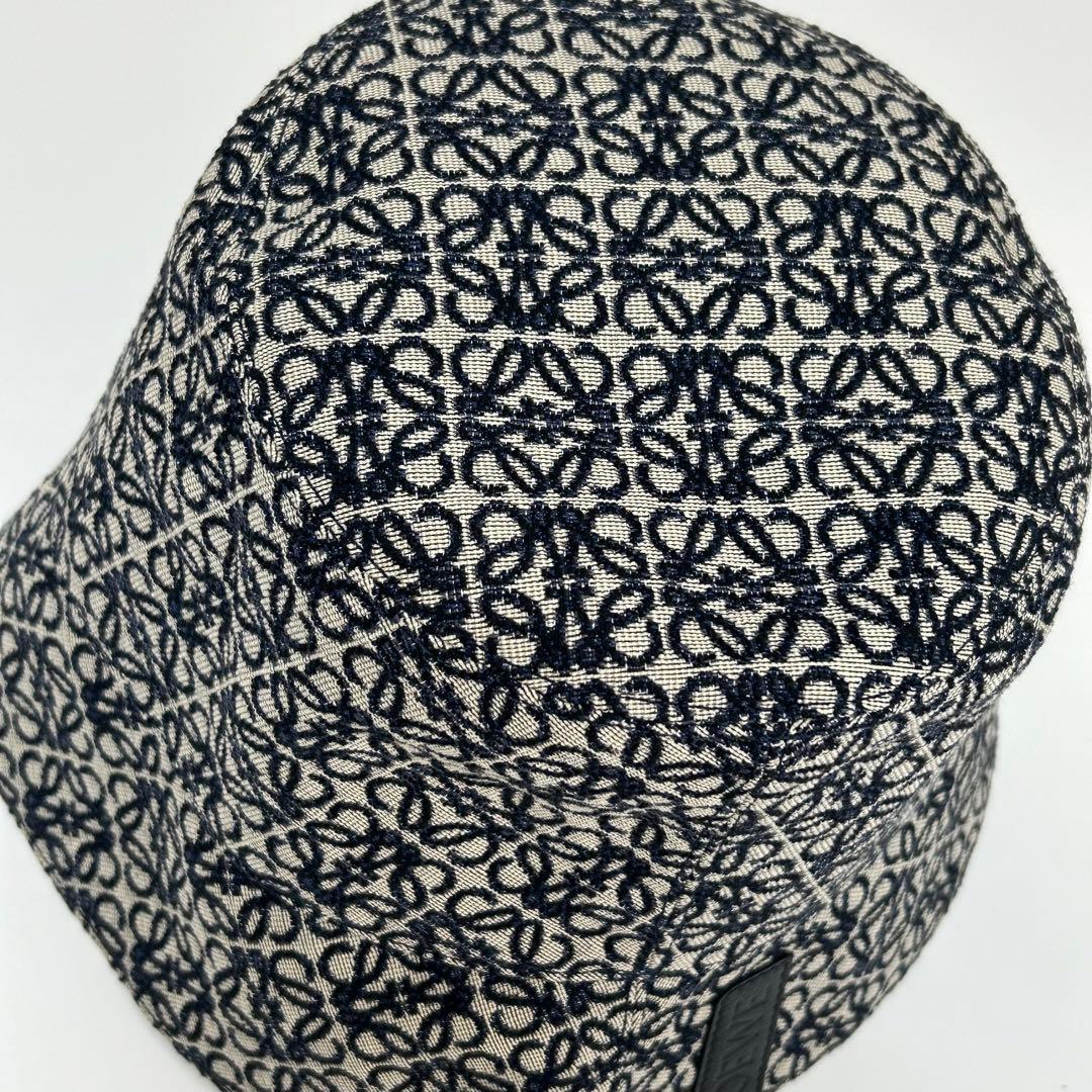 美品 LOEWE ロエベ リバーシブル ナイロン アナグラム バケハ 帽子 60