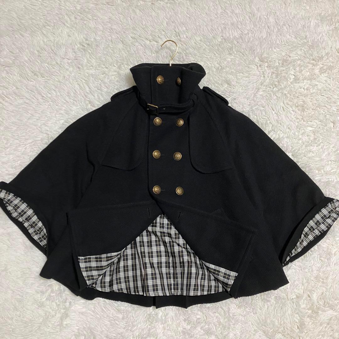 ✨極美品✨バーバリーブルーレーベル ポンチョ アンゴラ ノバチェック 金ボタン