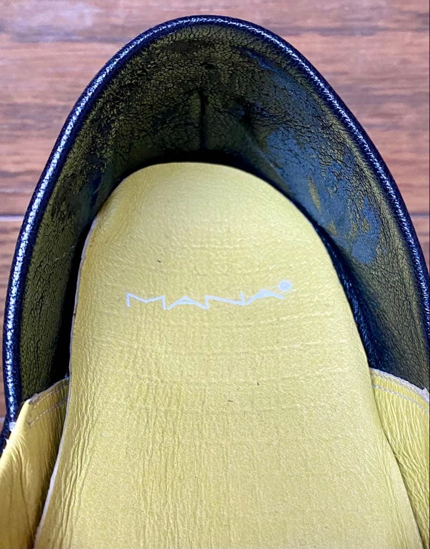 MANA ふかふかバブーシュ レザーパンプス ブラック サイズ39