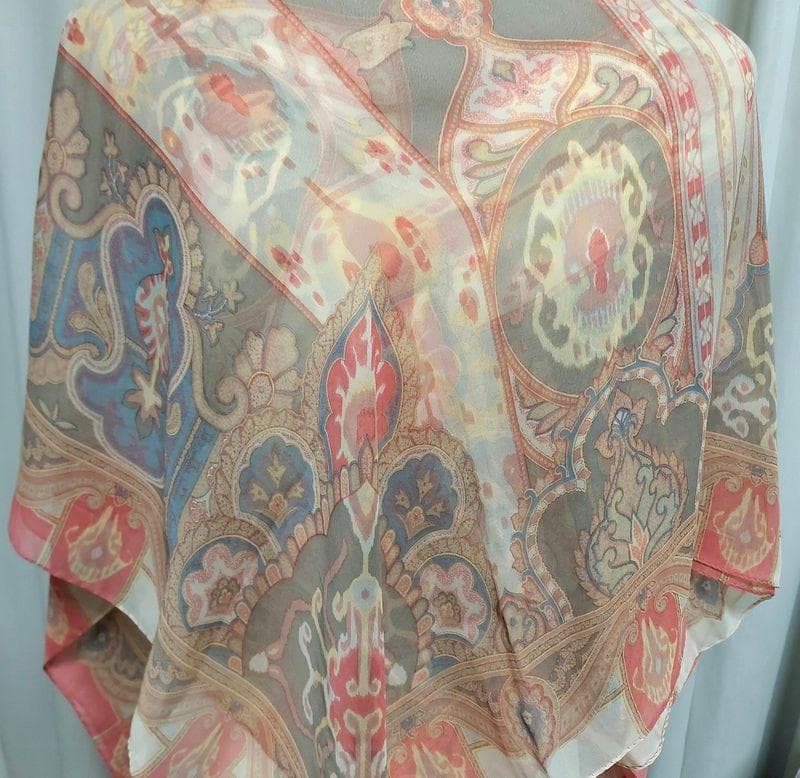 hasamiage◆美品 エトロ 大判ストール シルク シフォン ショール