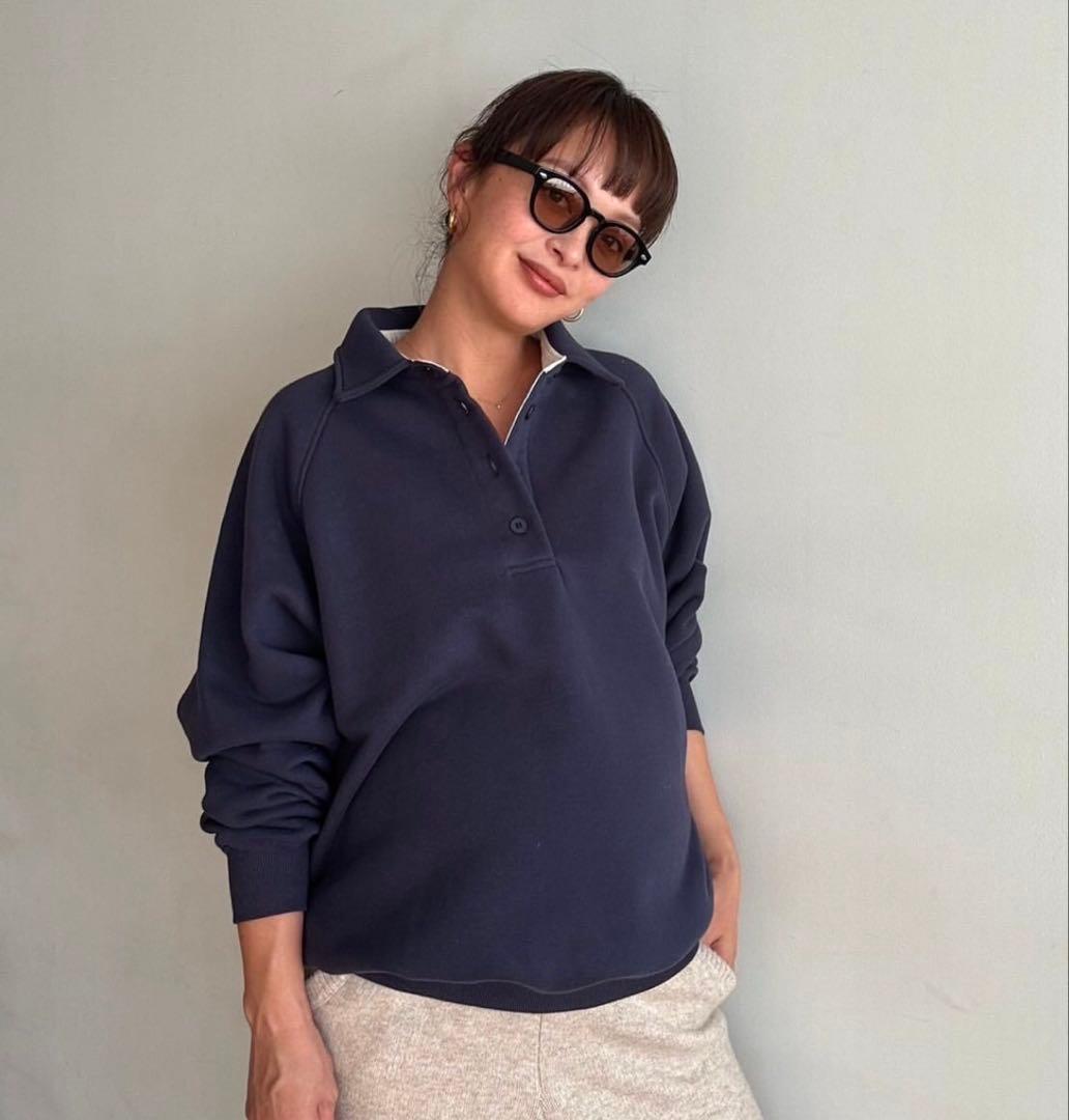 新品！シールームリンvolume sweat looseポロトップス　ネイビー