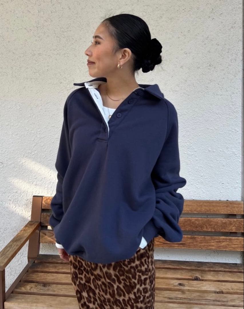 新品！シールームリンvolume sweat looseポロトップス　ネイビー