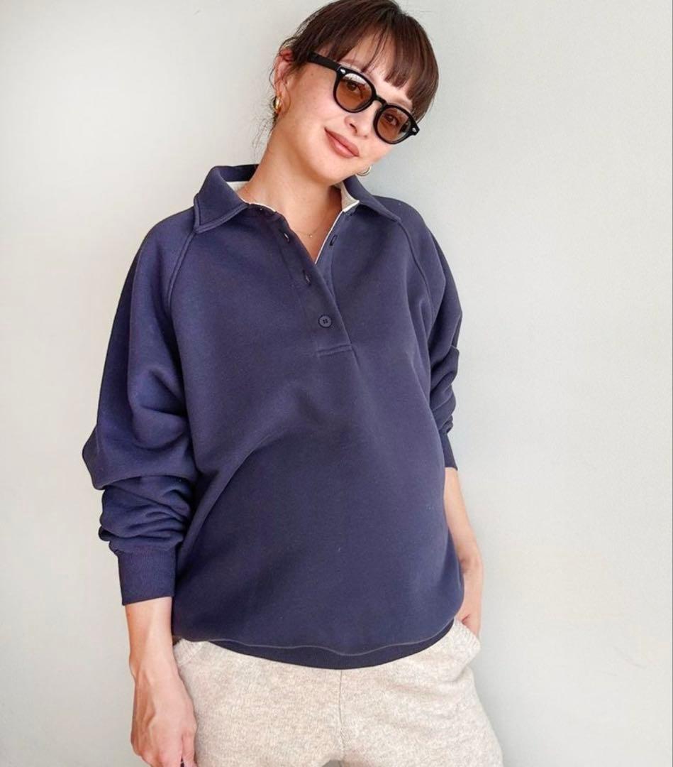 新品！シールームリンvolume sweat looseポロトップス　ネイビー