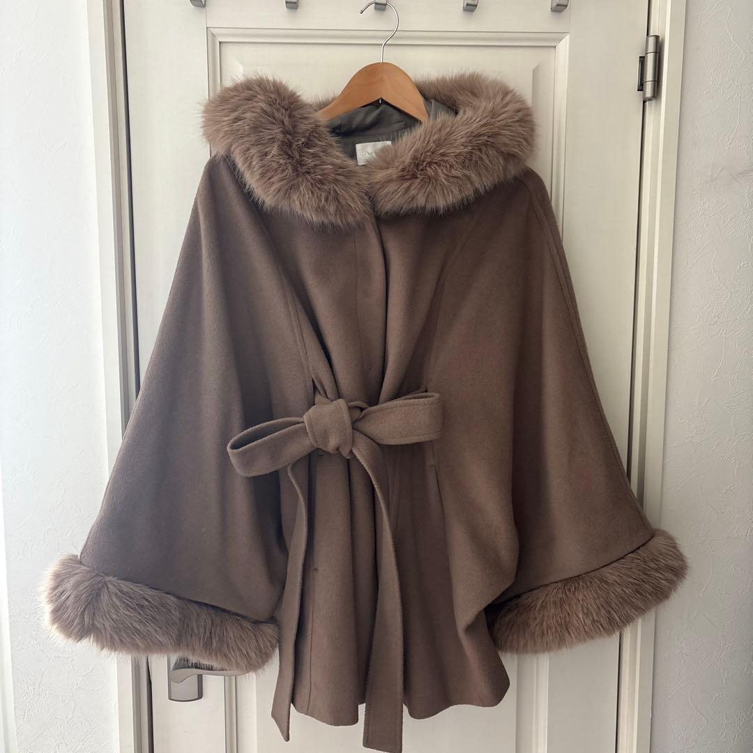 rienda ウールMIXフードポンチョコート