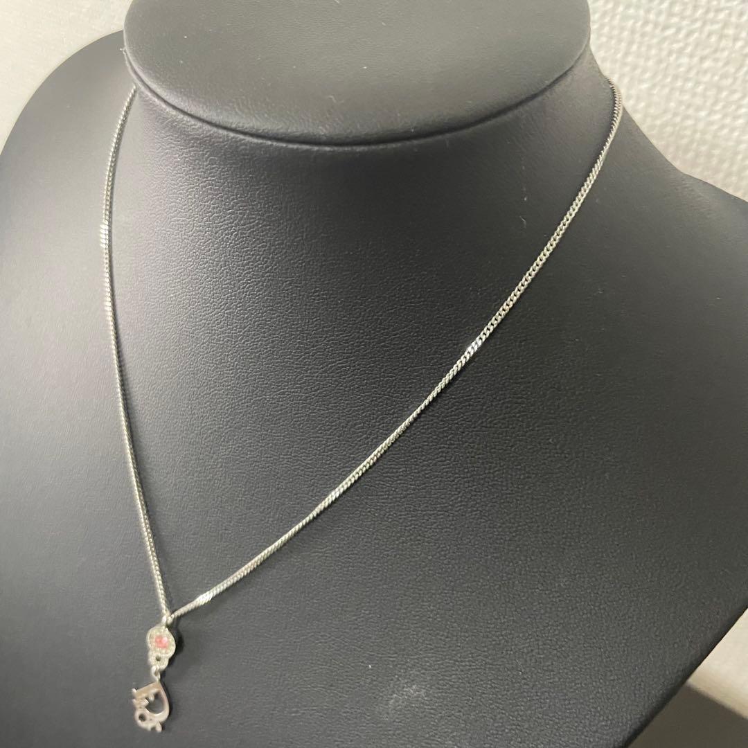 極美品 Christian Dior ネックレス ラインストーン ピンク ロゴ