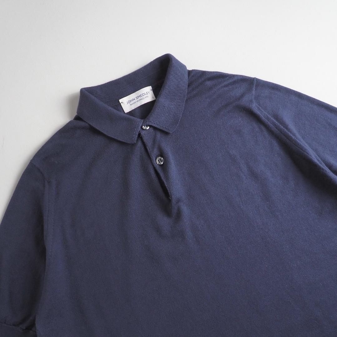 ジョンスメドレー　英国製　ポロシャツ　半袖　ネイビー　美品