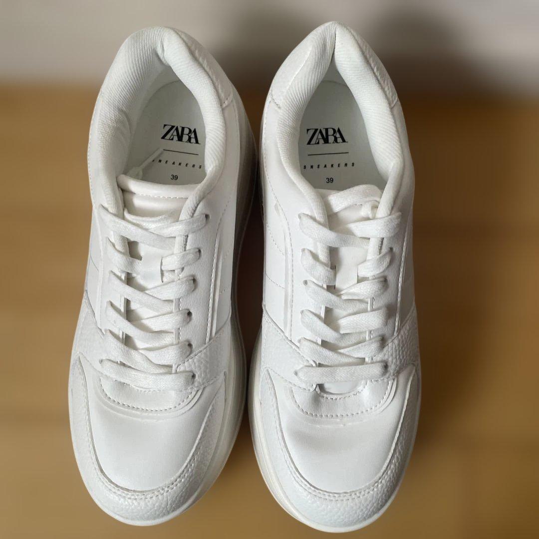 ZARA プラットフォームスニーカー ホワイト 39