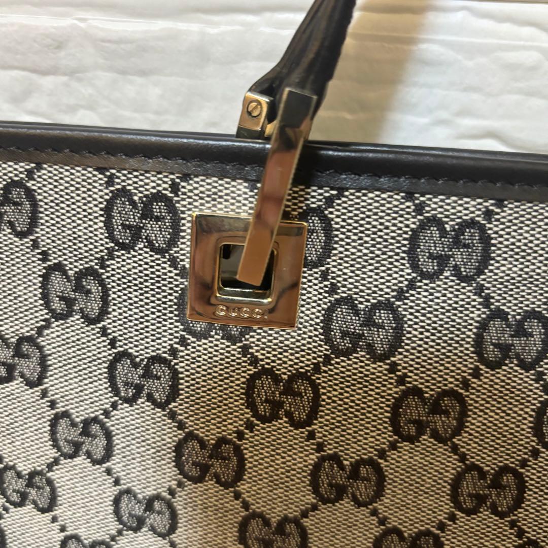 【極美品】GUCCI グッチ トートバッグ　GGキャンバス×レザー　巾着2個付き