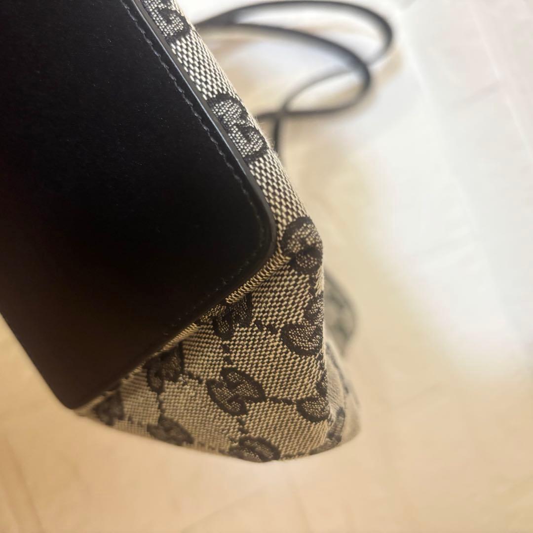 【極美品】GUCCI グッチ トートバッグ　GGキャンバス×レザー　巾着2個付き