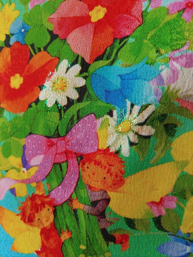 七五三 着物 花柄 7歳　ブランド着物　moe ピンク　水色　フルセット　髪飾り